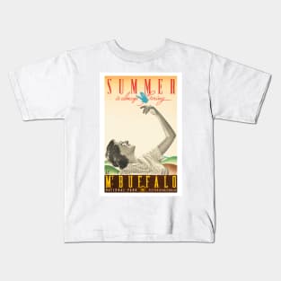 Summer Mt. Buffalo Australia Vintage Poster 1936 Kids T-Shirt